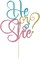 He Or She Cake Topper - Blue and Pink Glitter Baby Shower, Gender Reveal, Boy or Girl Happy Birthday Party Decoration (Blue and Pink)